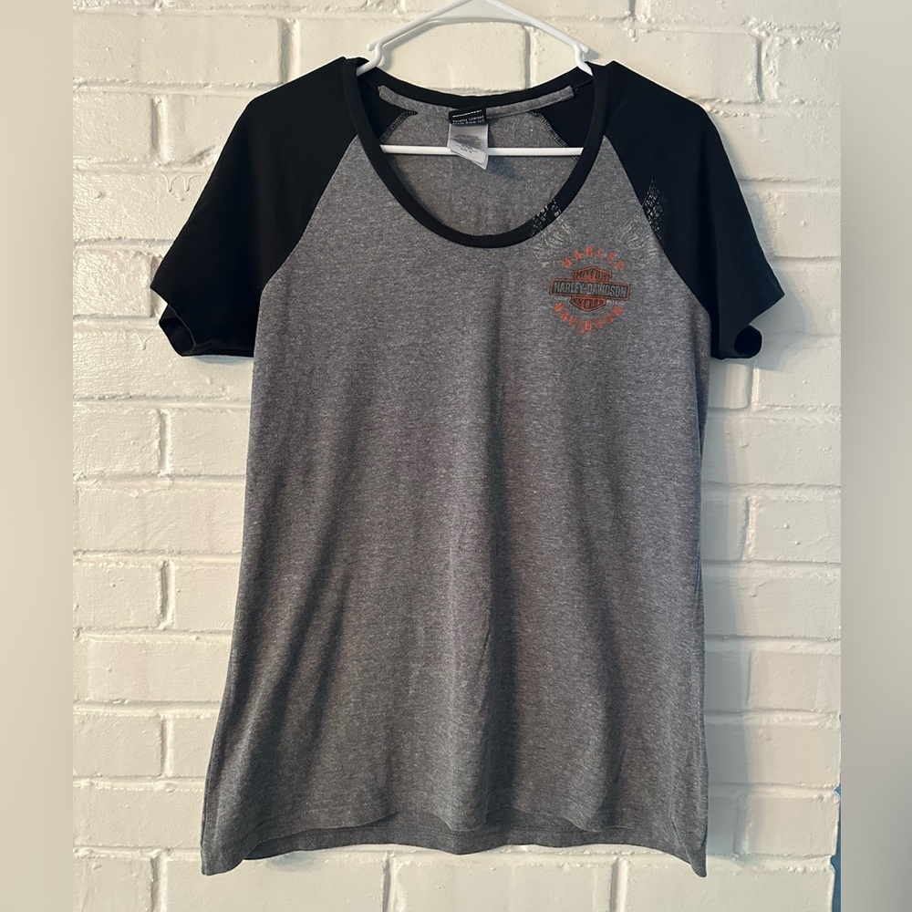 Harley-Davidson Women's Gray and Black Top